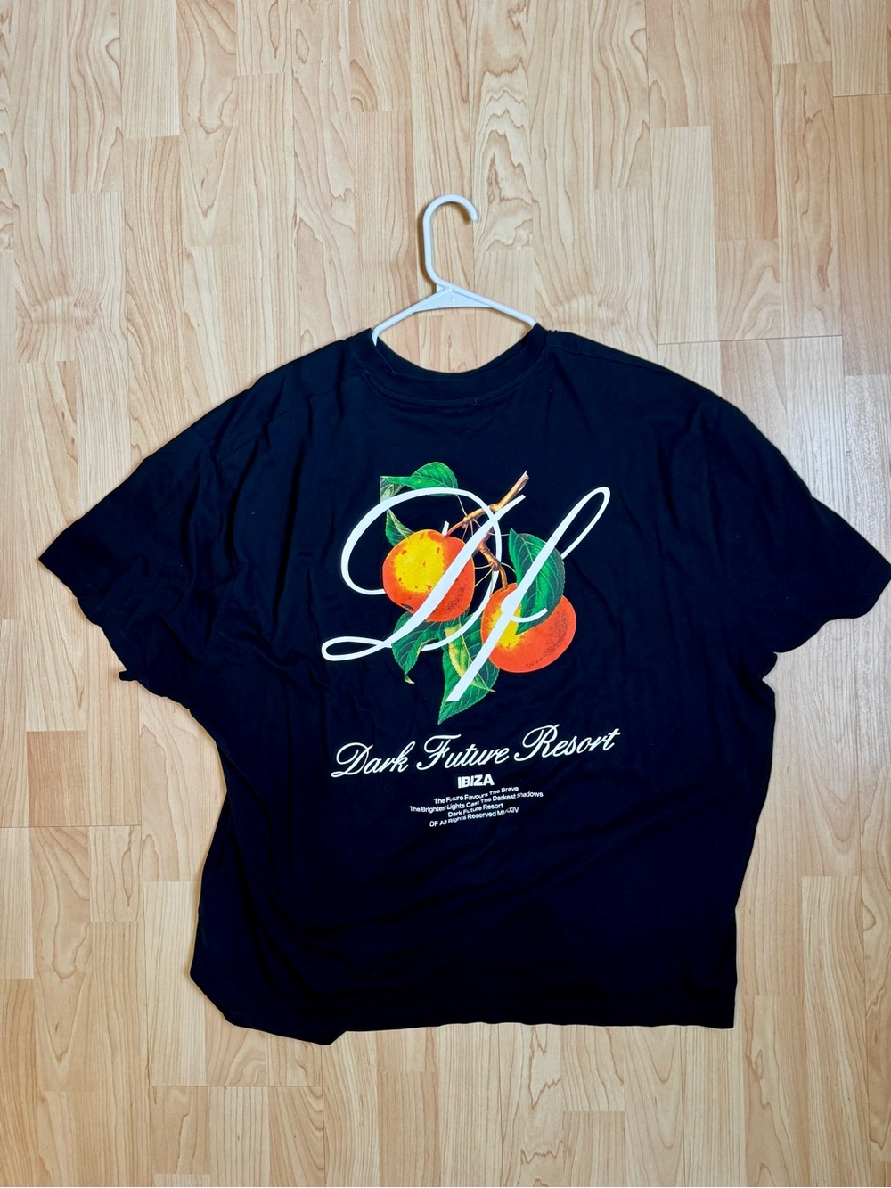 ASOS Black Tee with Orange & Green Fruit Graphic